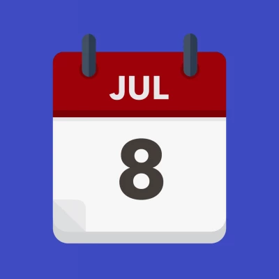 Calendar icon showing 8th July