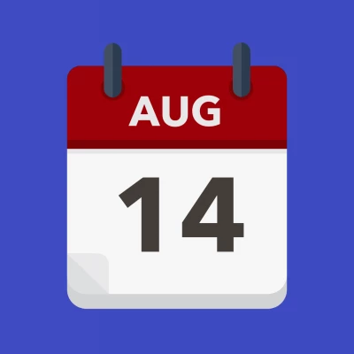 Calendar icon showing 14th August