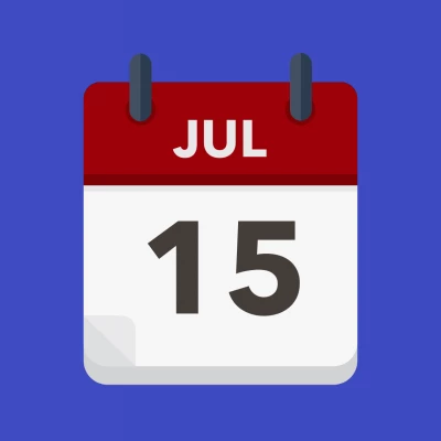 Calendar icon showing 15th July