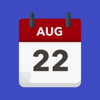 Calendar icon showing 22nd August