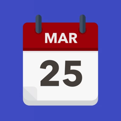 Calendar icon showing 25th March