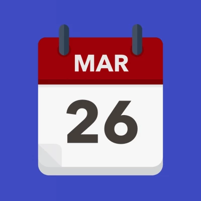 Calendar icon showing 26th March